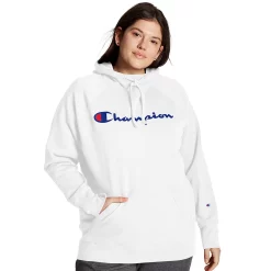 Plus Size Champion® Powerblend Graphic Hoodie -Champion Shop 4426788 White