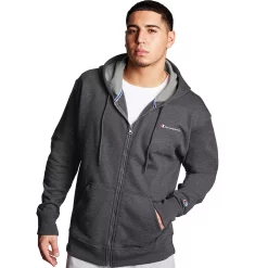 Men's Champion® Powerblend Fleece Full-Zip Hoodie -Champion Shop 5205444 Granite Heather