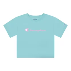 Girls 7-16 Champion® Classic Script Boxy Tee -Champion Shop 5207597 Aruba Blue