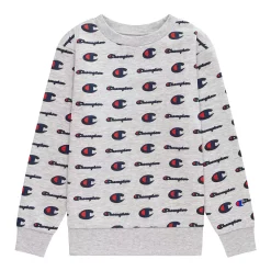 Boys 8-20 Champion® Allover Print Fleece Crew Sweatshirt -Champion Shop 5551248 Gray
