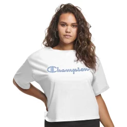 Plus Size Champion® Cropped Graphic Tee -Champion Shop 5656130 White Batik