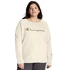 Plus Size Champion® Powerblend Graphic Fleece Sweatshirt -Champion Shop 5720804 Natural