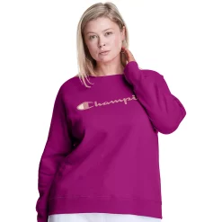 Plus Size Champion® Powerblend Graphic Fleece Sweatshirt -Champion Shop 5720804 Venture Pink