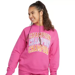 Women's Champion® Powerblend Fleece Crewneck Sweatshirt -Champion Shop 6171401 Wow Pink