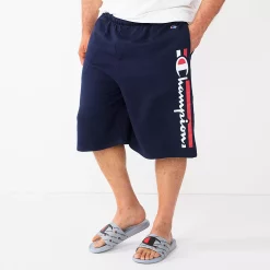 Big & Tall Champion® Vertical Script Fleece Shorts -Champion Shop 6171471 Navy